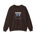 Racing Bib 77 Crewneck in Dark Chocolate, front view