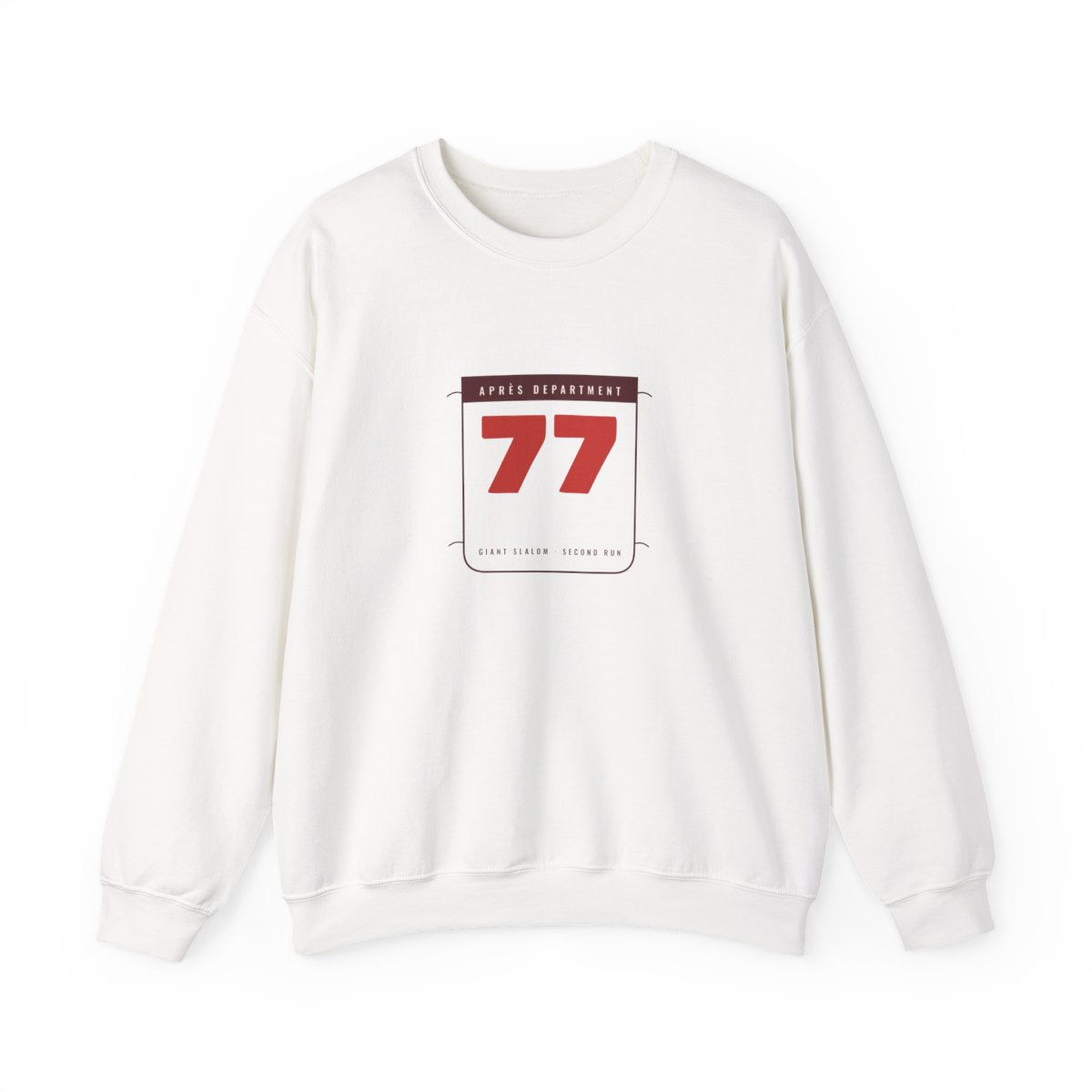 Racing Bib 77 Crewneck in White, front view