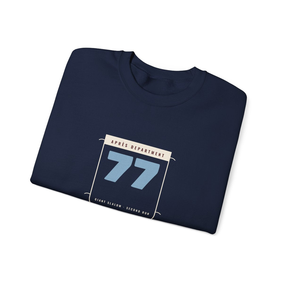 Racing Bib 77 Crewneck in Navy, folded