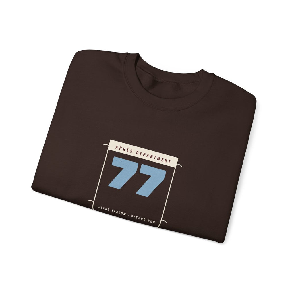 Racing Bib 77 Crewneck in Dark Chocolate, folded