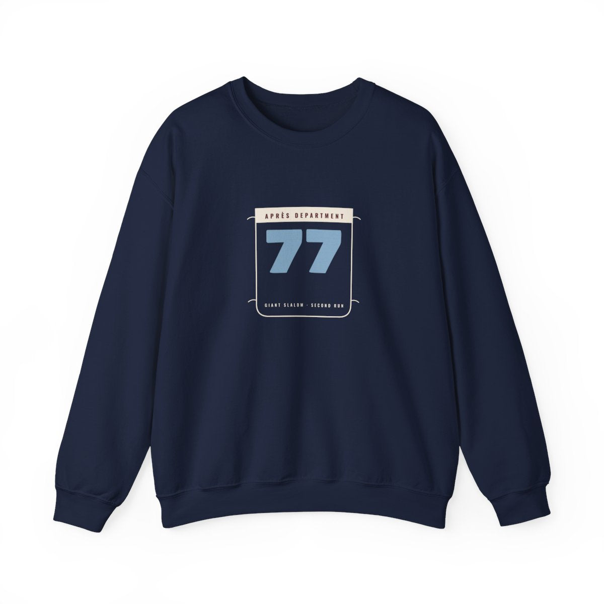 Racing Bib 77 Crewneck in Navy, front view