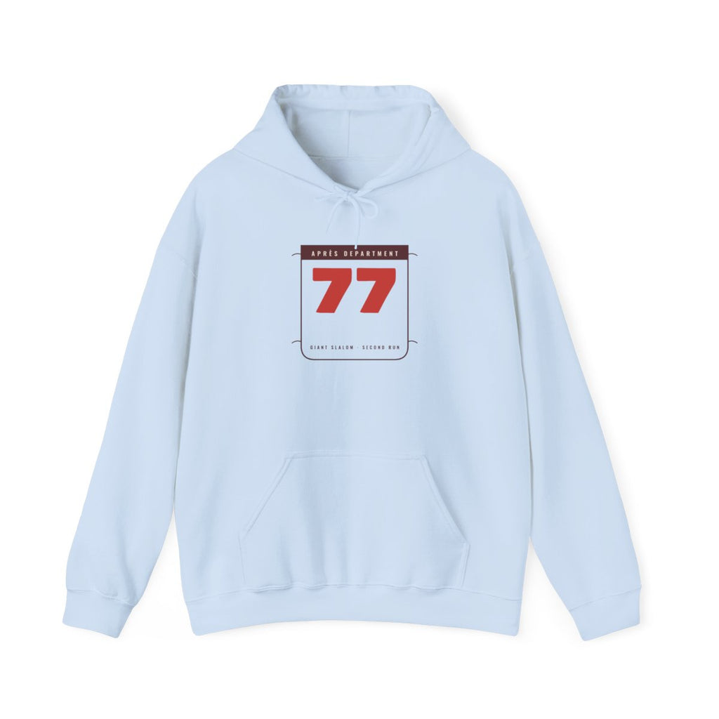 Racing Bib 77 Hoodie in Light Blue, front view