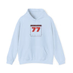 Racing Bib 77 Hoodie in Light Blue, front view