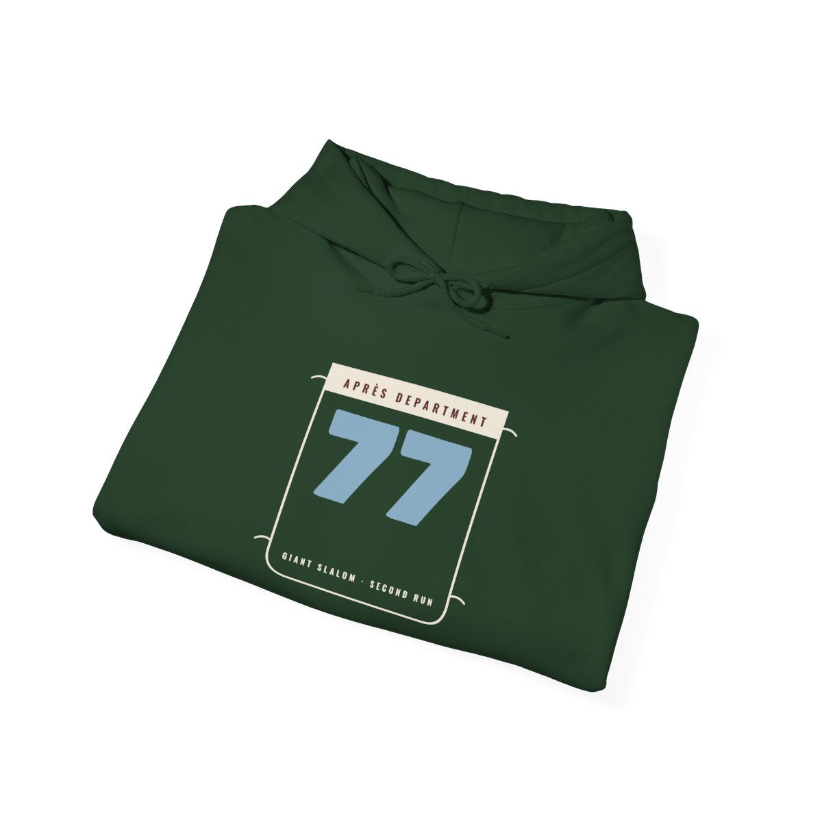 Racing Bib 77 Hoodie in Forest Green, folded