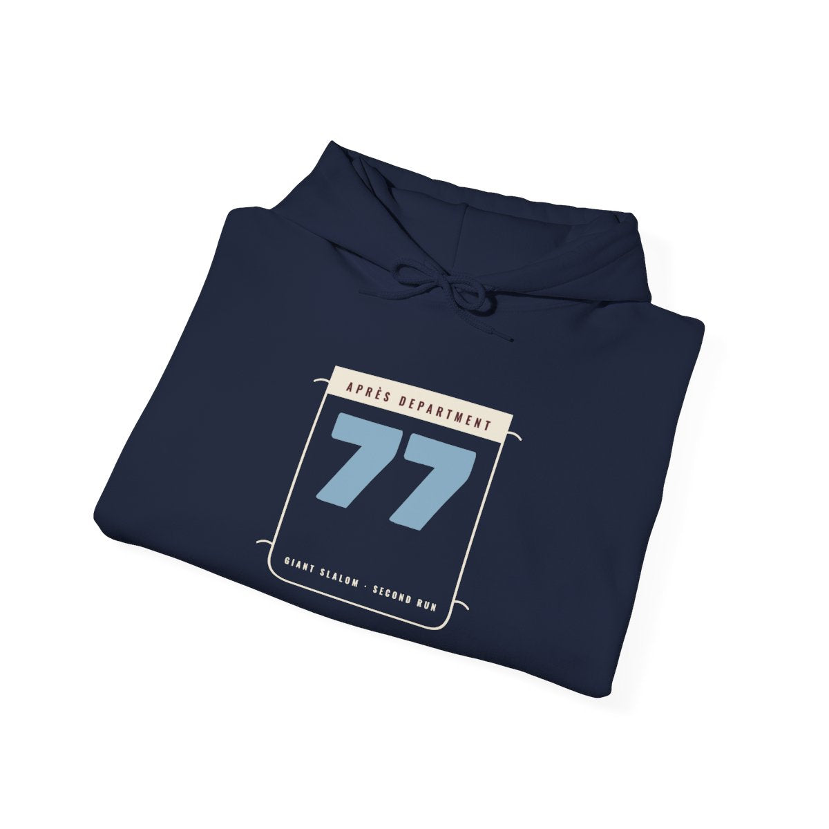 Racing Bib 77 Hoodie in Navy, folded