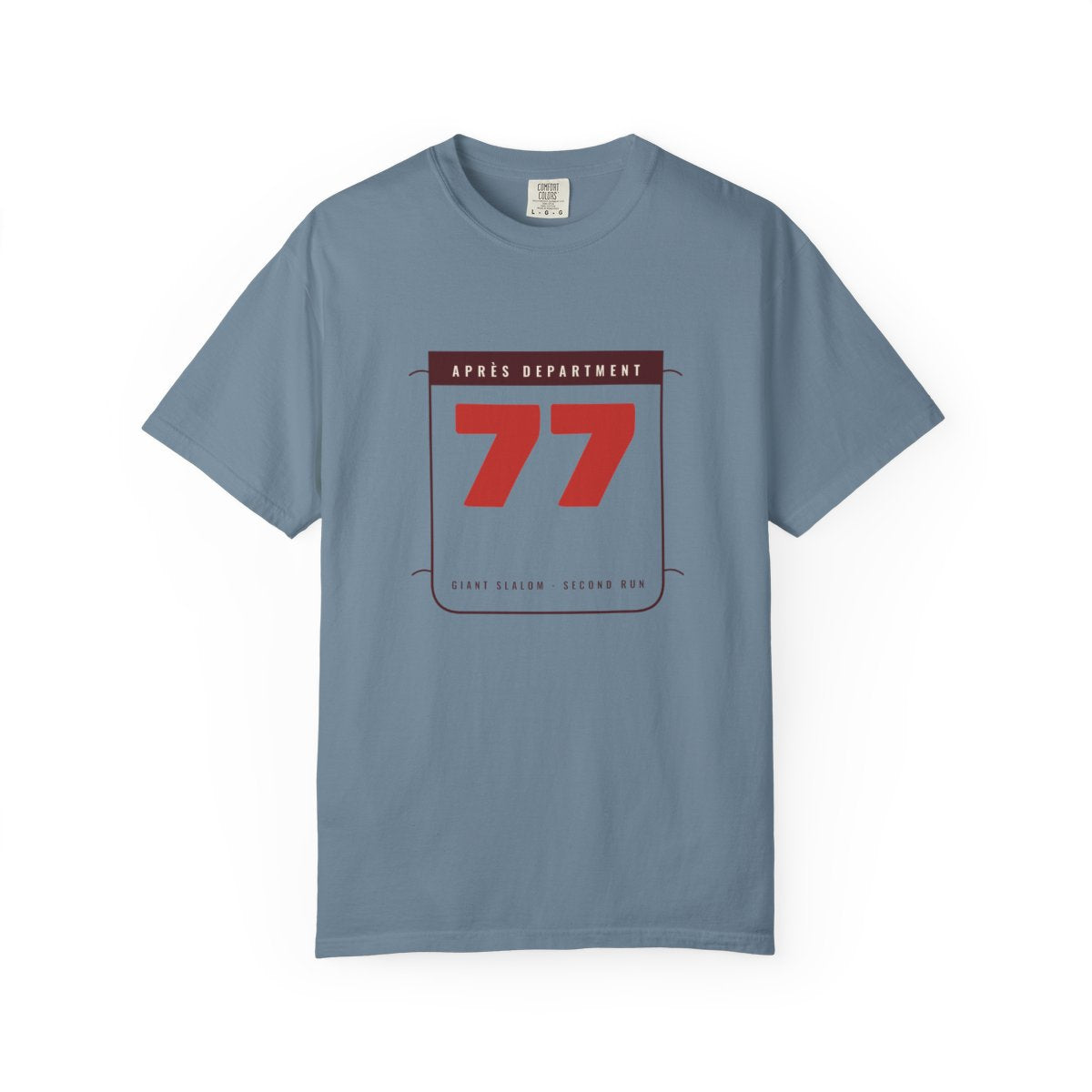 Racing Bib 77 Tee in Ice Blue, front view