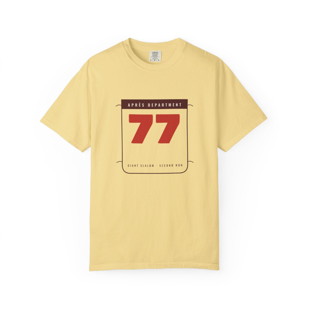 Racing Bib 77 Tee in Butter, front view