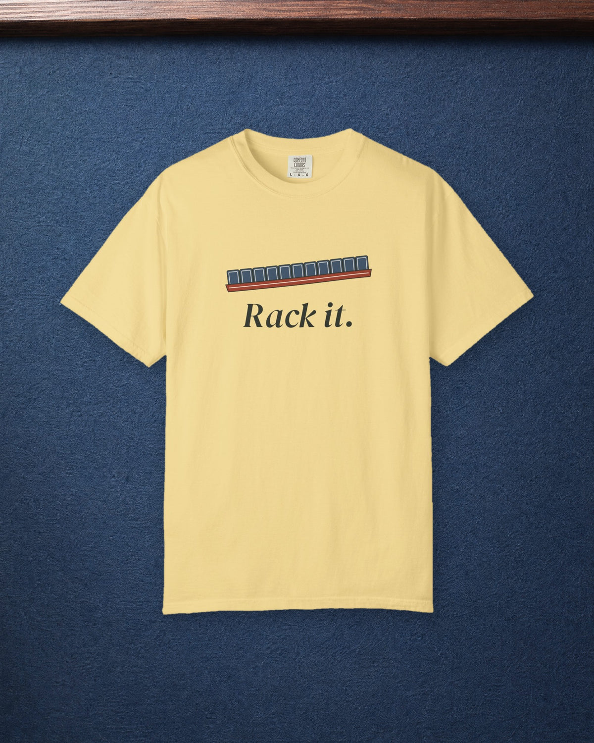 Rack It Tee in Butter, styled