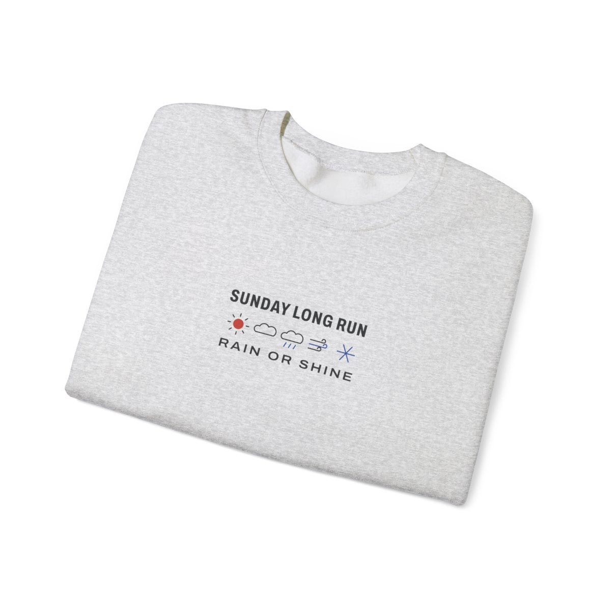 Rain or Shine Crewneck in Ash, folded