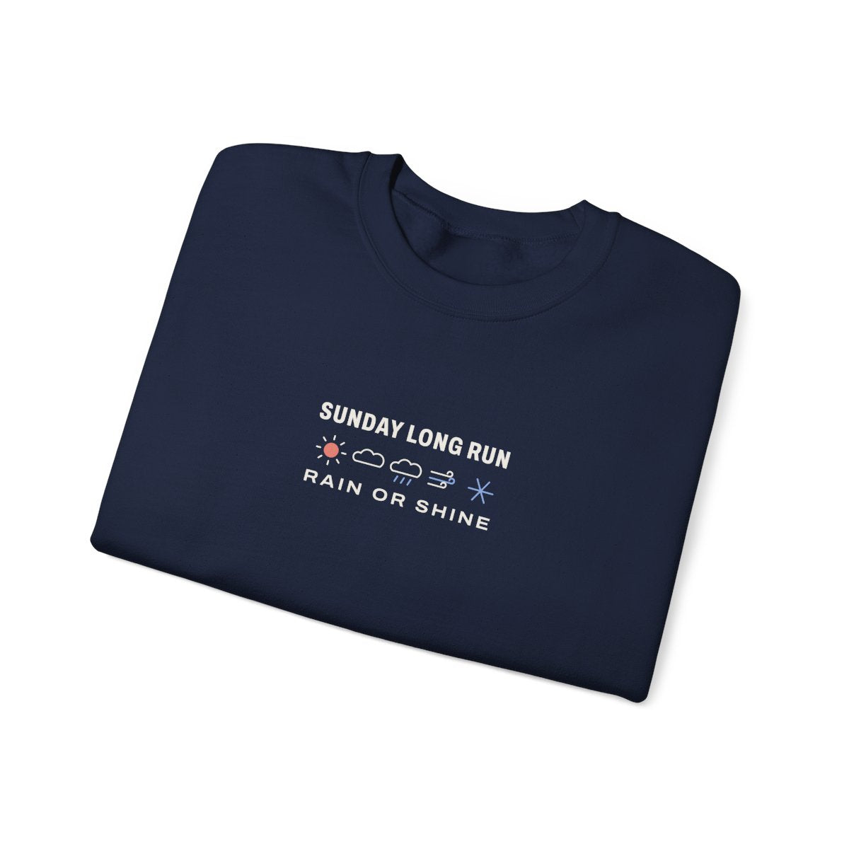 Rain or Shine Crewneck in Navy, folded