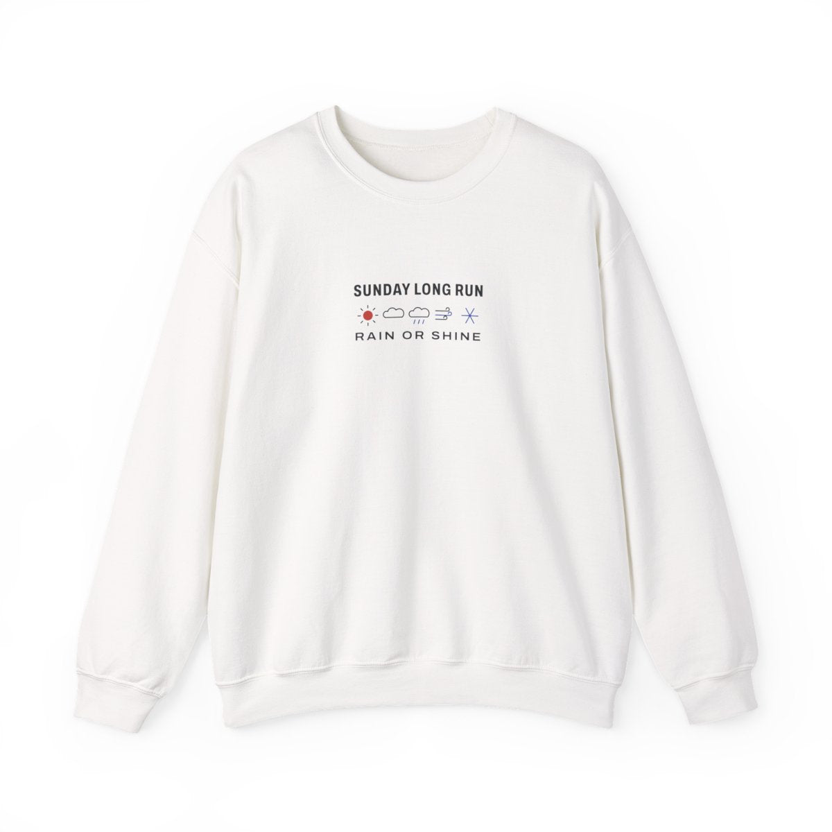 Rain or Shine Crewneck in White, front view
