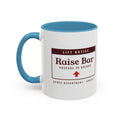 Raise the Bar Mug in Light Blue, left side