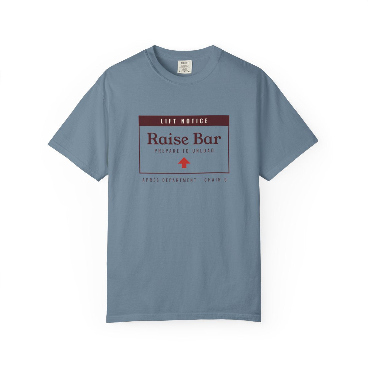Raise the Bar Tee in Ice Blue, front view