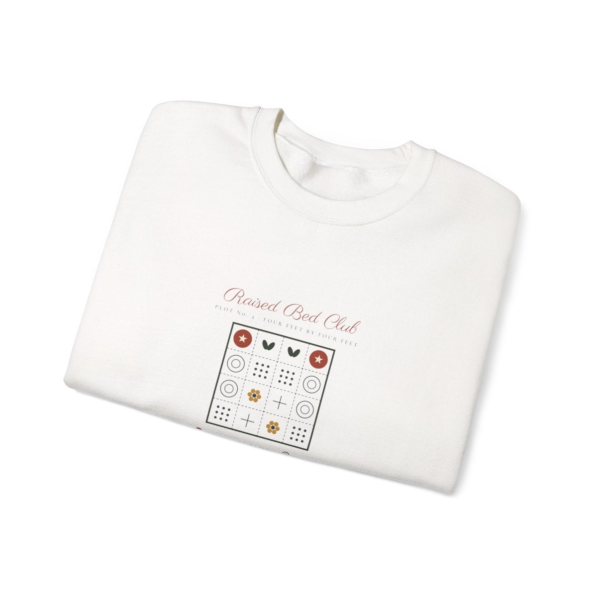 Raised Bed Club Crewneck in White, folded