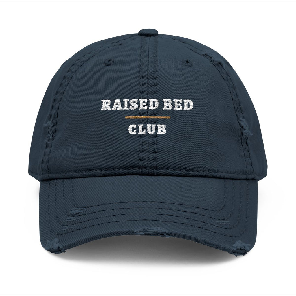 Raised Bed Club Dad Hat in Dark Navy, front view