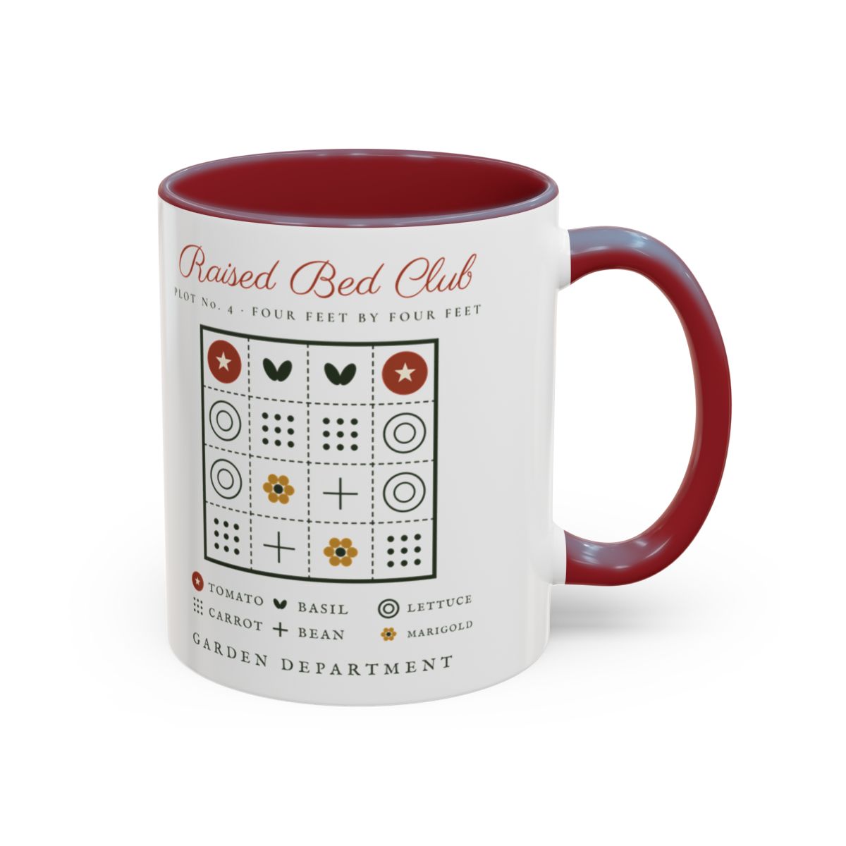 Raised Bed Club Mug in Maroon, right side
