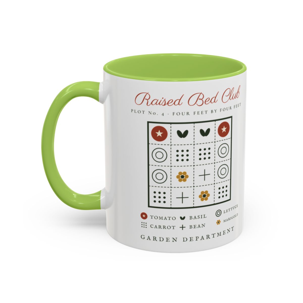 Raised Bed Club Mug in Light Green, left side