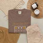 Raised Bed Club Tee in Espresso, fabric and print detail
