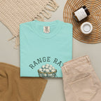 Range Rat Tee in Chalky Mint, fabric and print detail