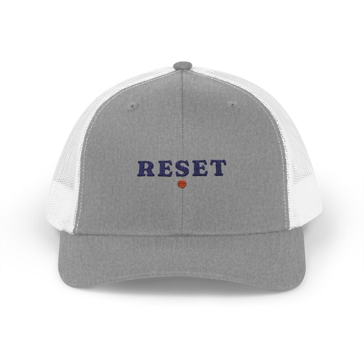Reset Trucker Hat in Heather Grey / White, front view