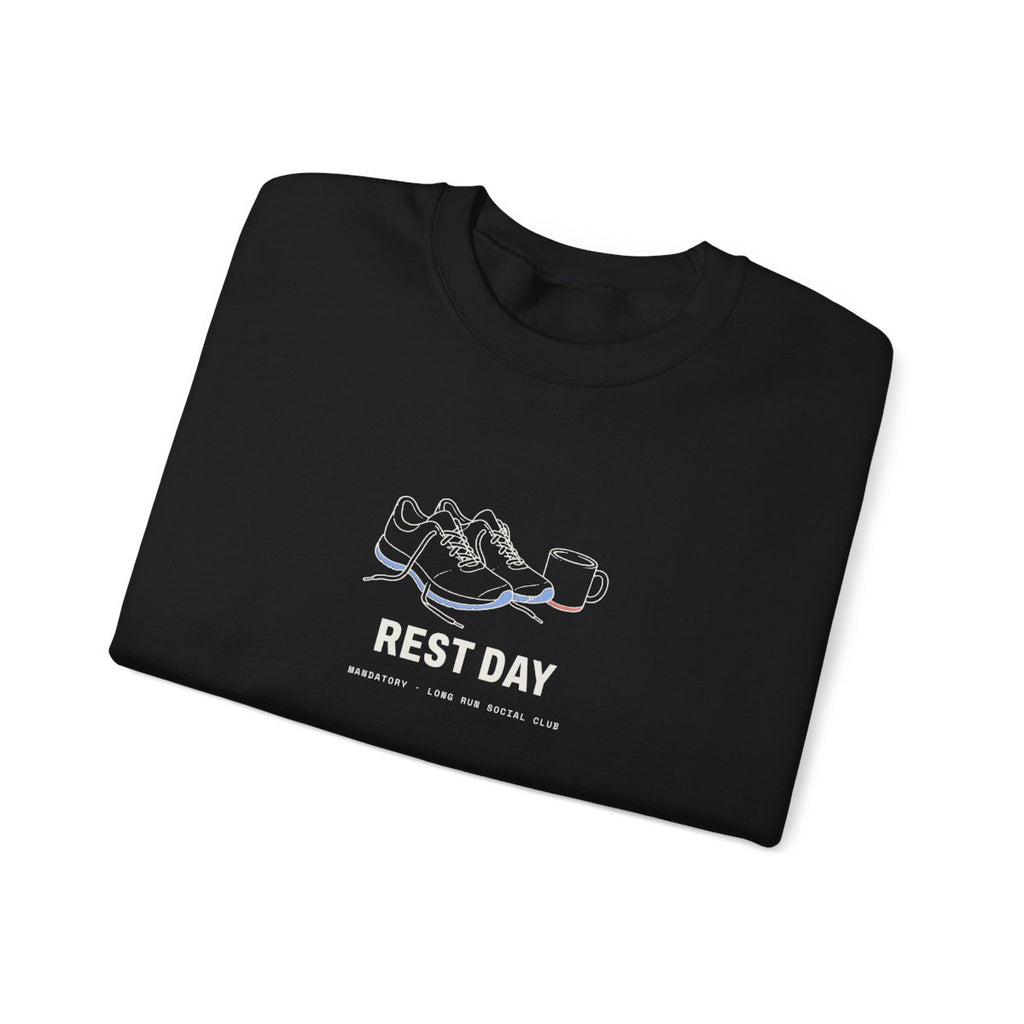 Rest Day Crewneck in Black, folded