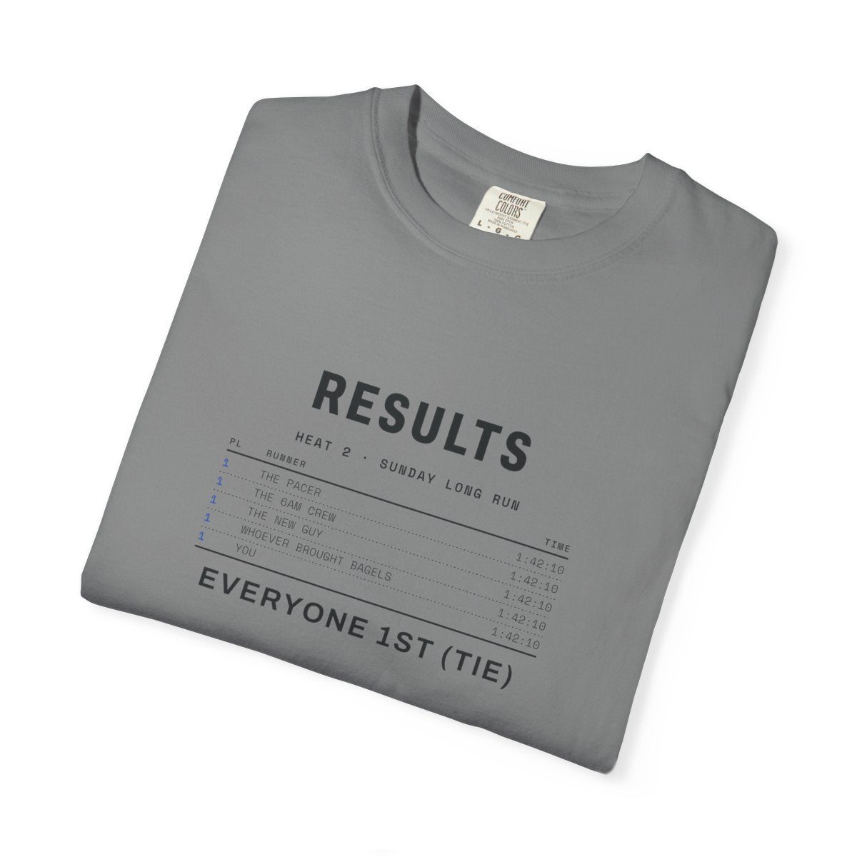 Results, Heat 2 Tee in Grey, folded