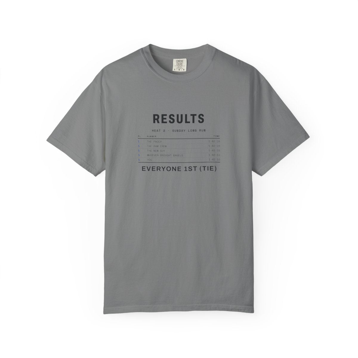 Results, Heat 2 Tee in Grey, front view