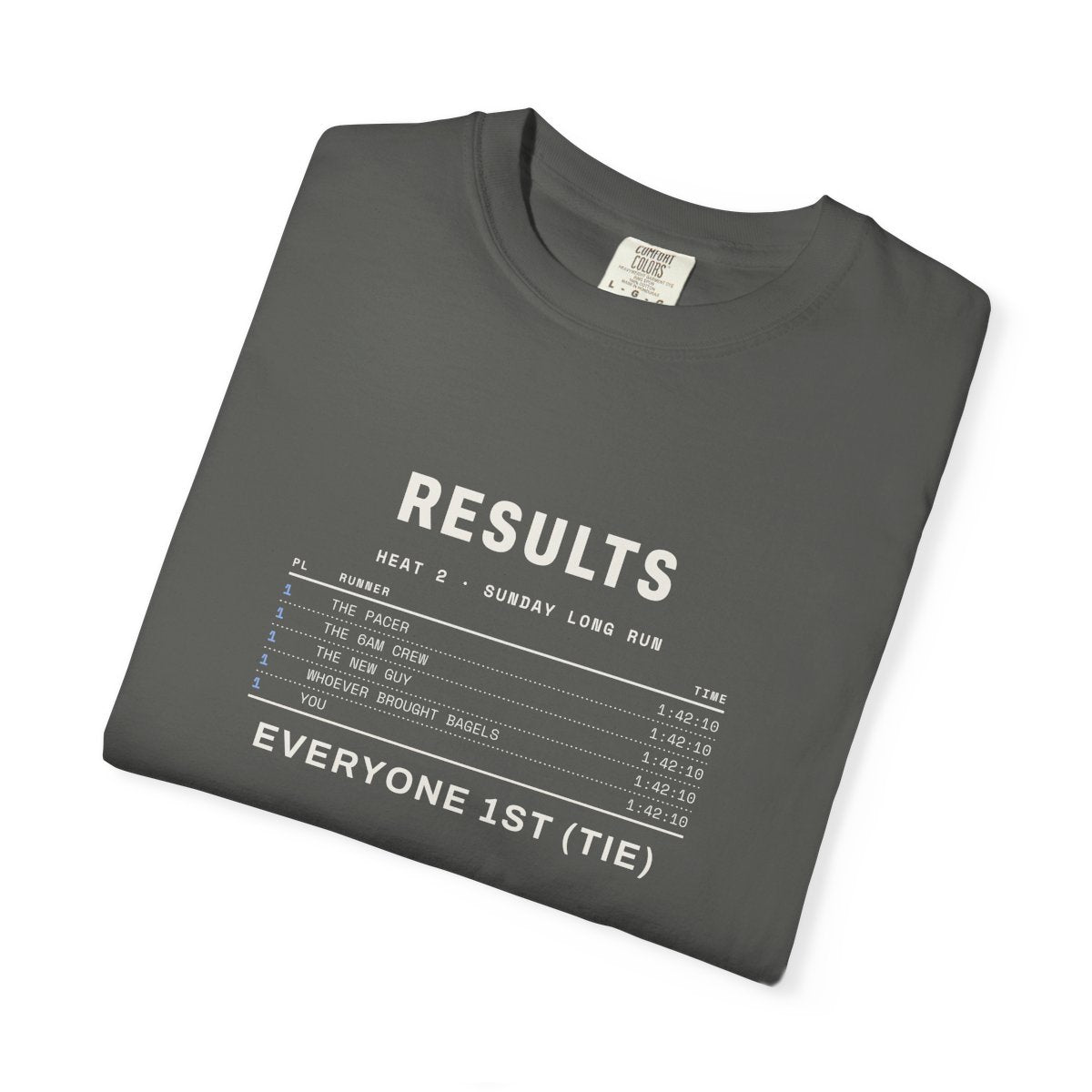 Results, Heat 2 Tee in Pepper, folded