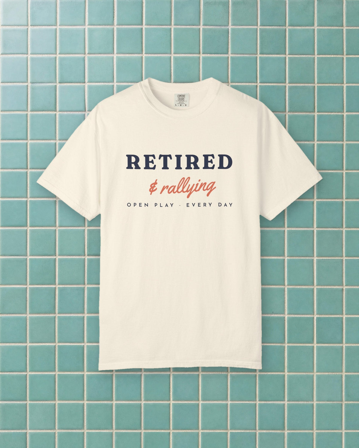 Retired & Rallying Tee in Ivory, styled