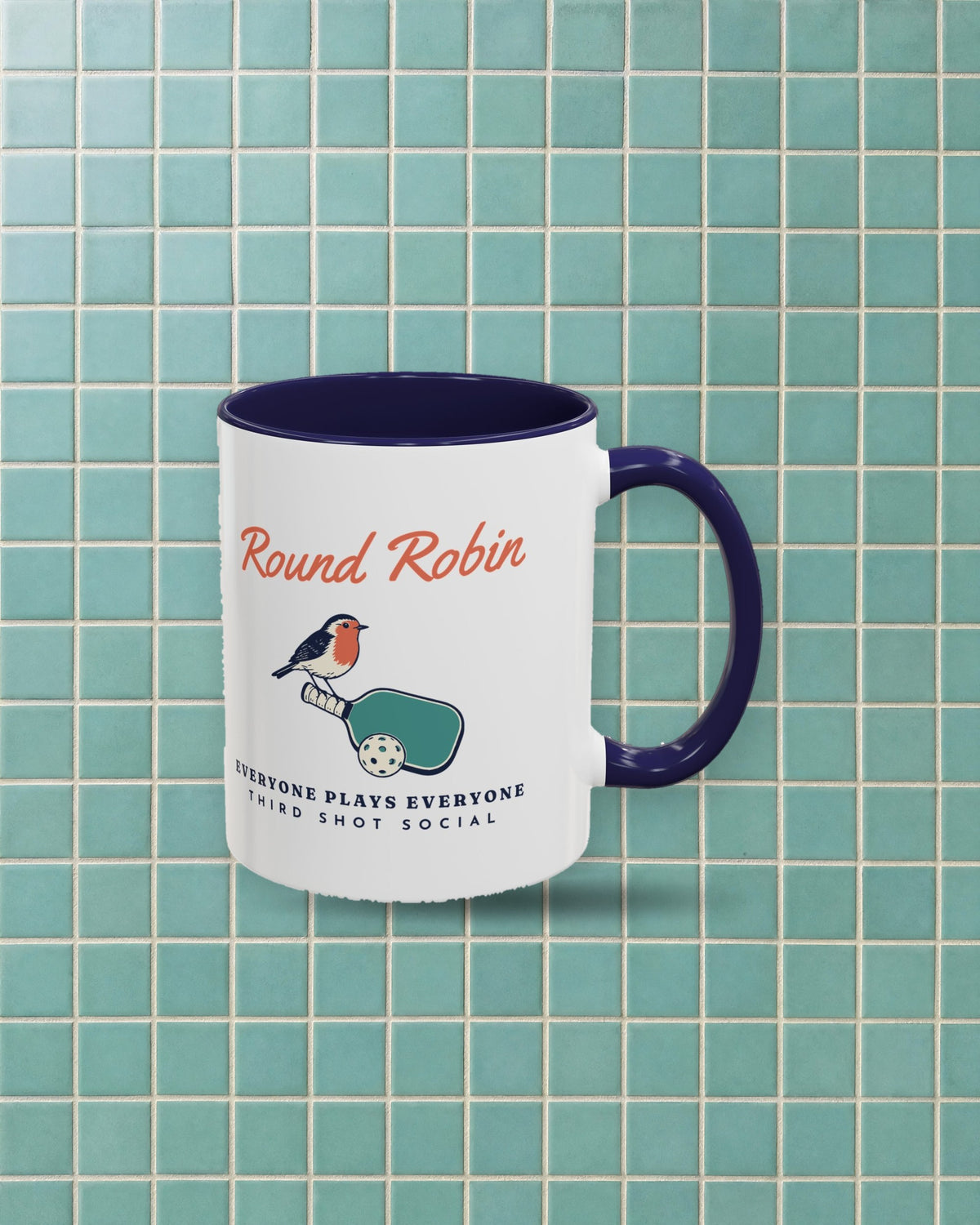 Round Robin Mug in Navy, styled