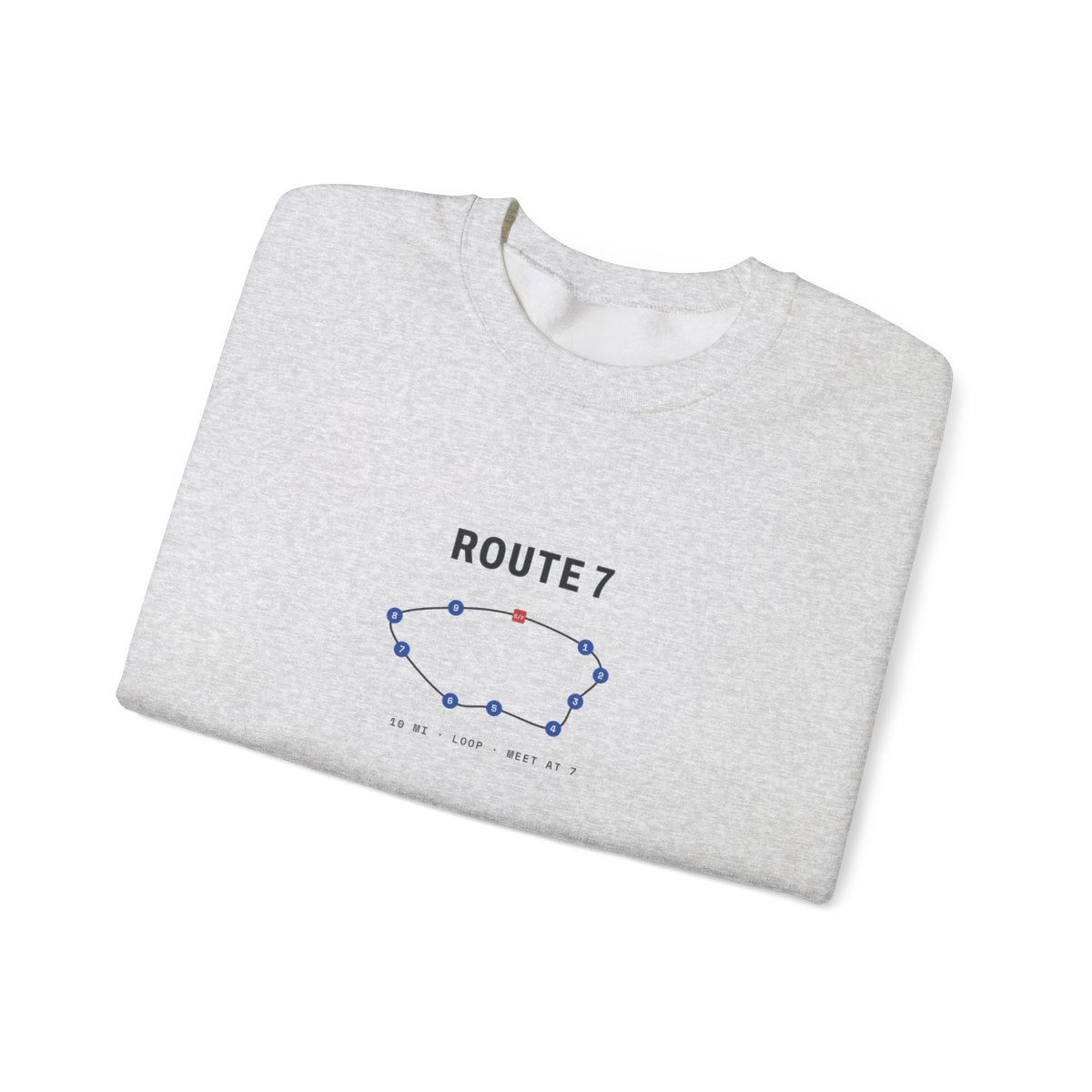 Route 7 Crewneck in Ash, folded