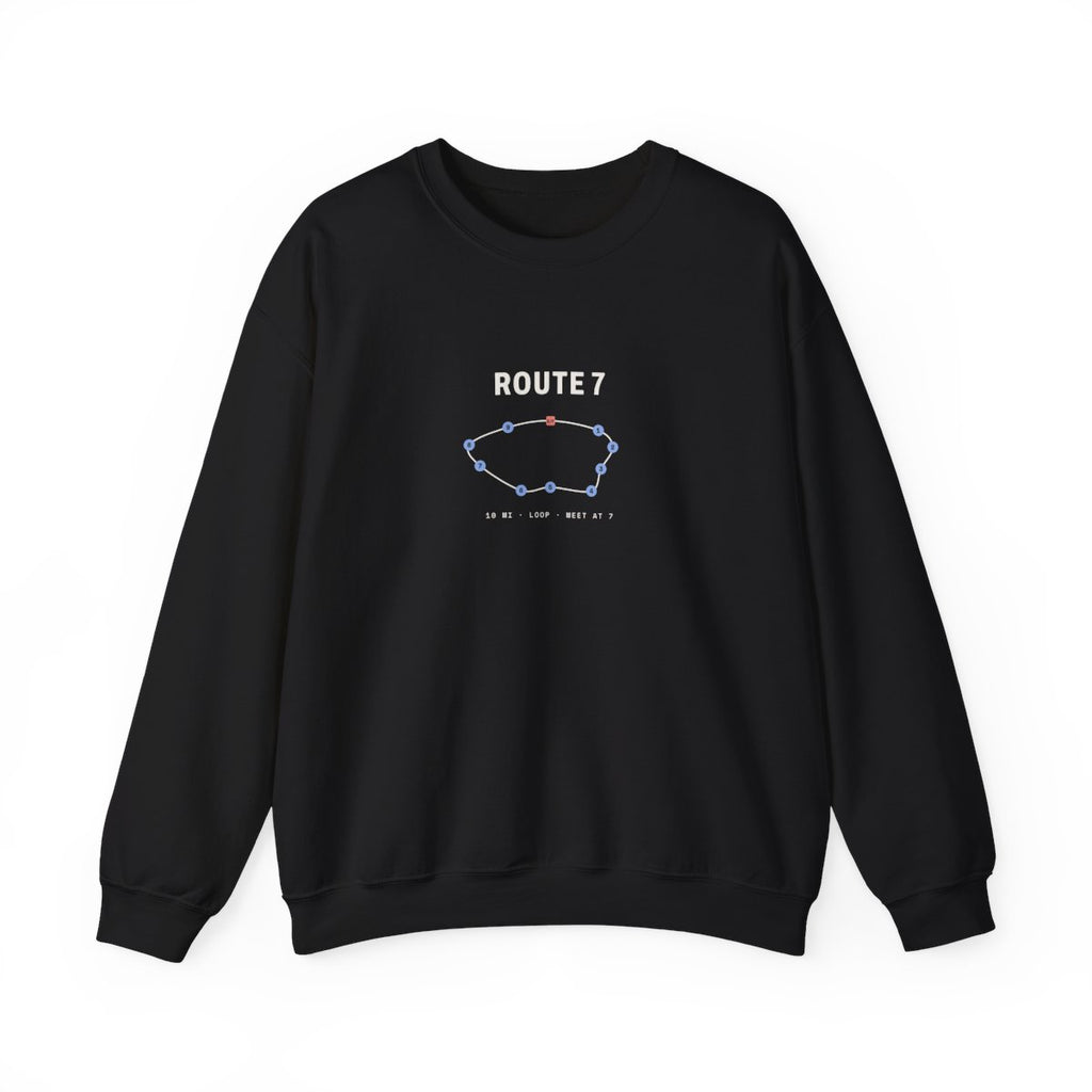Route 7 Crewneck in Black, front view