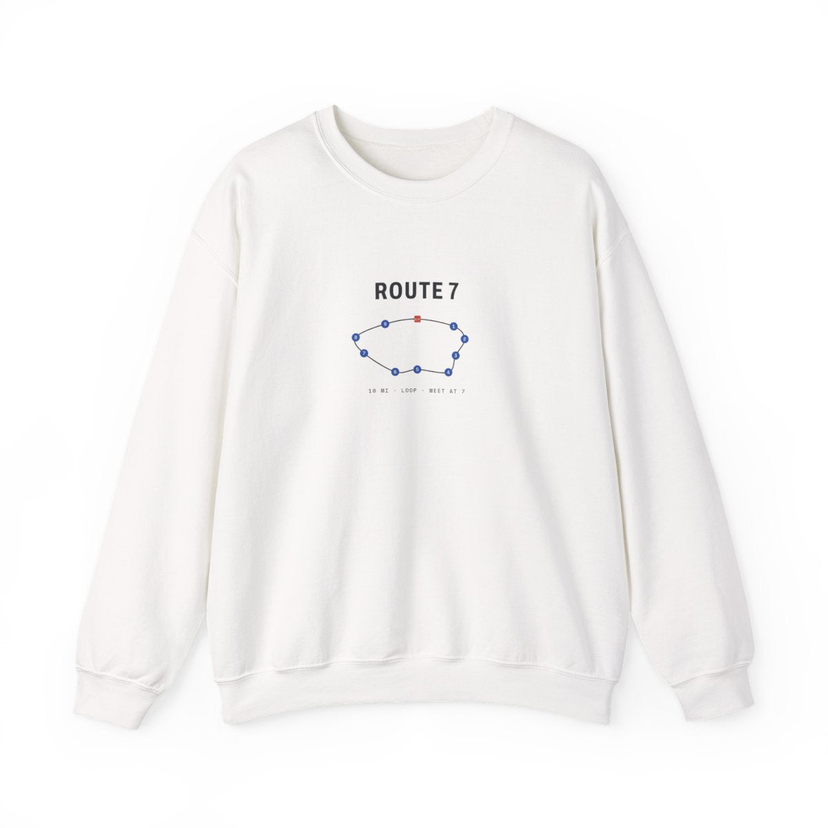 Route 7 Crewneck in White, front view