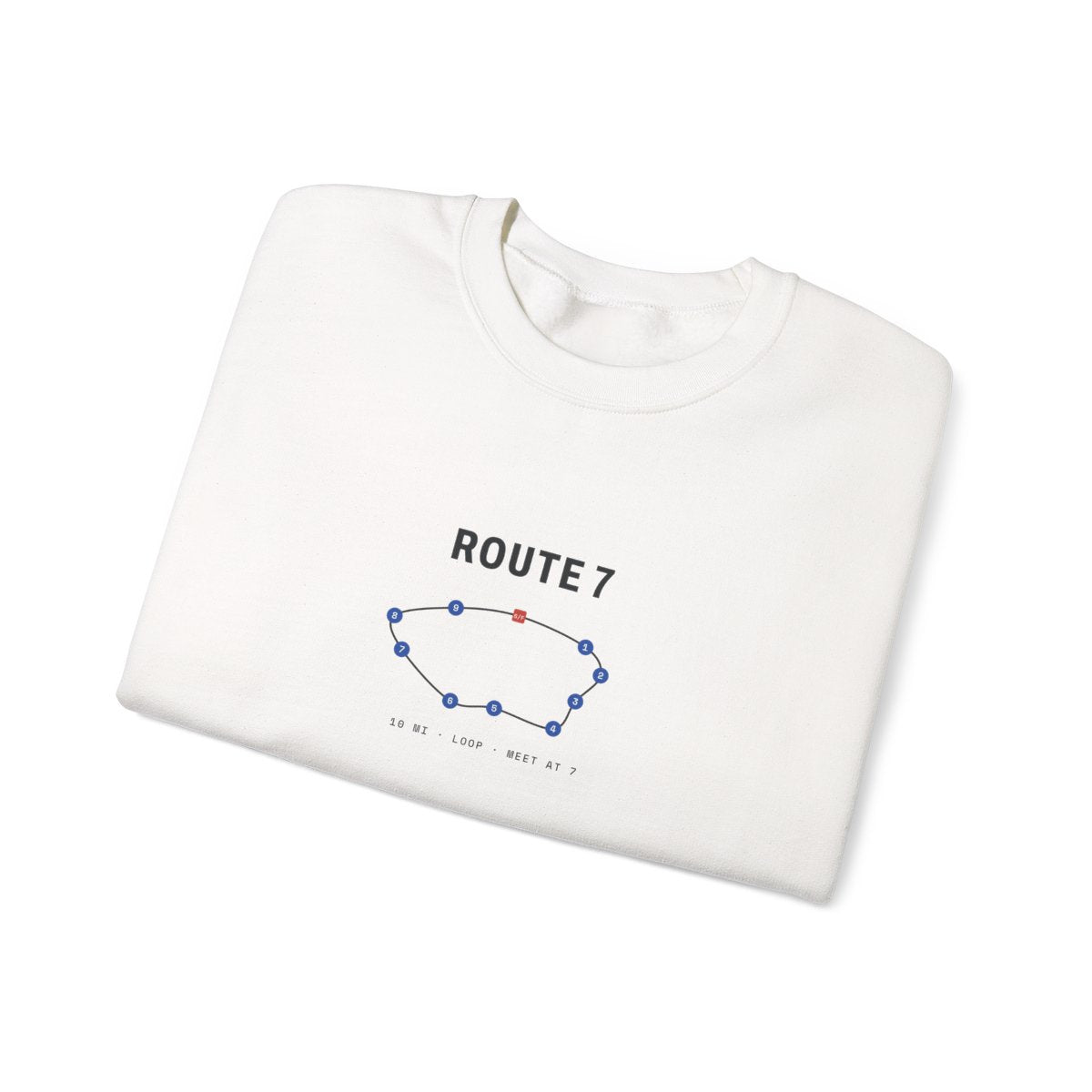 Route 7 Crewneck in White, folded
