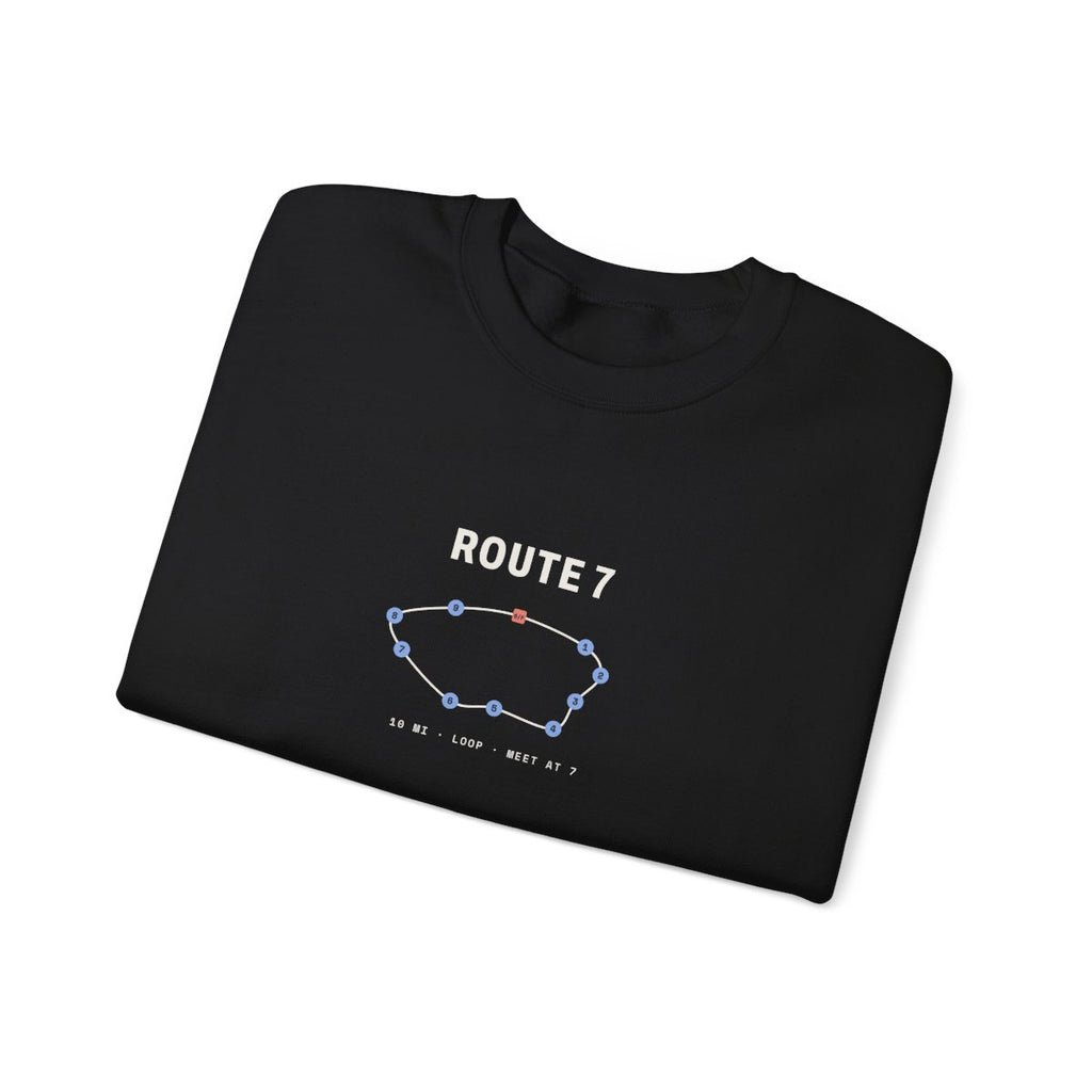 Route 7 Crewneck in Black, folded