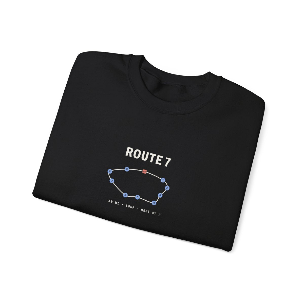 Route 7 Crewneck in Black, folded