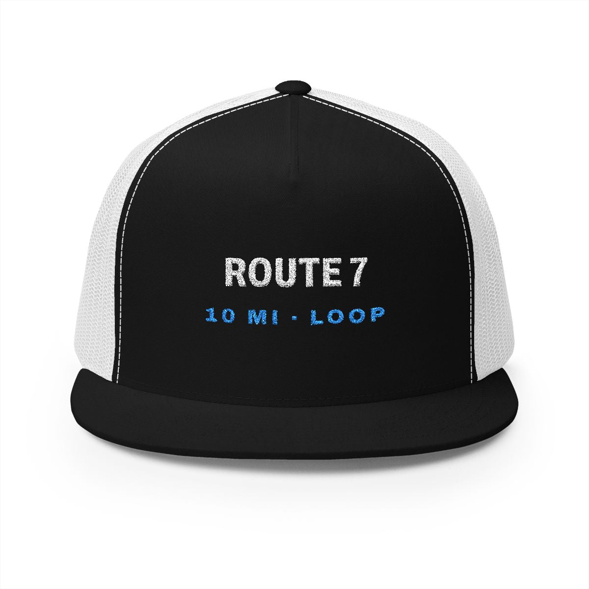Route 7 Trucker Cap in Black/White, front view
