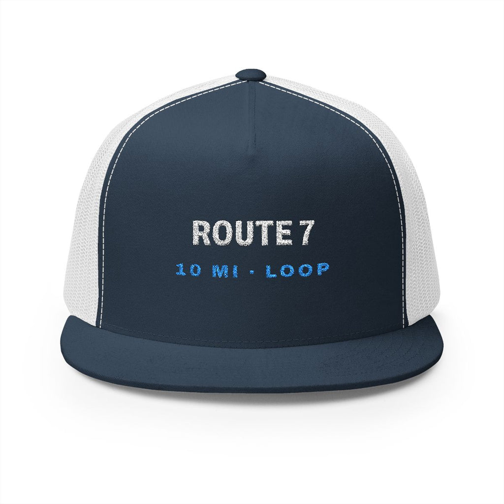 Route 7 Trucker Cap in Navy/White, front view