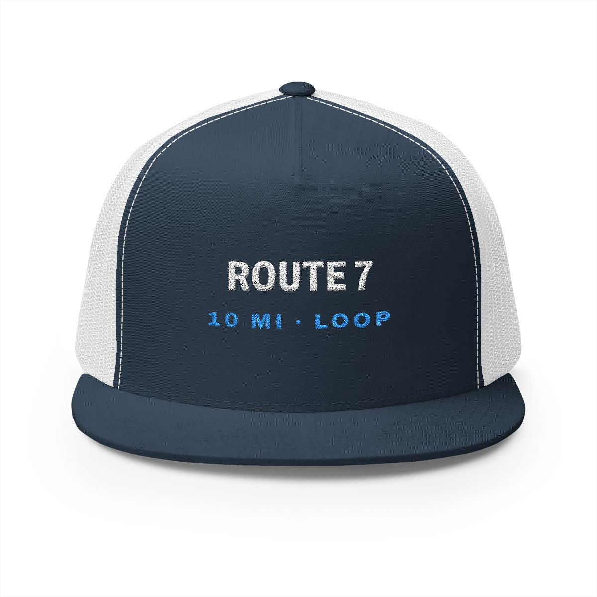 Route 7 Trucker Cap in Navy/White, front view