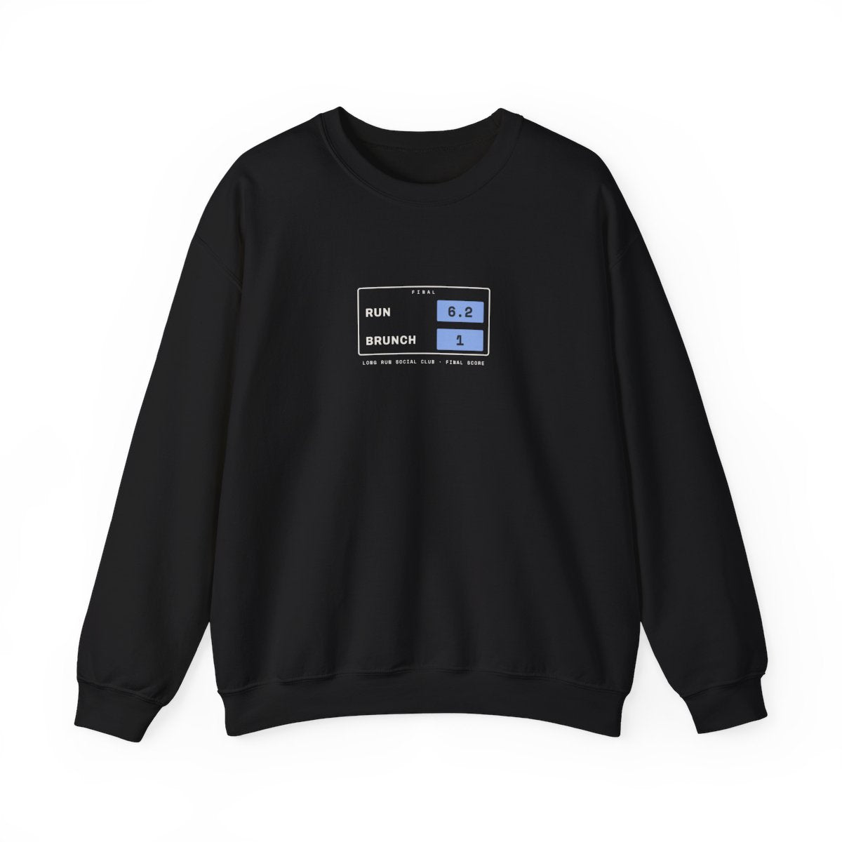 Run 6.2, Brunch 1 Crewneck in Black, front view