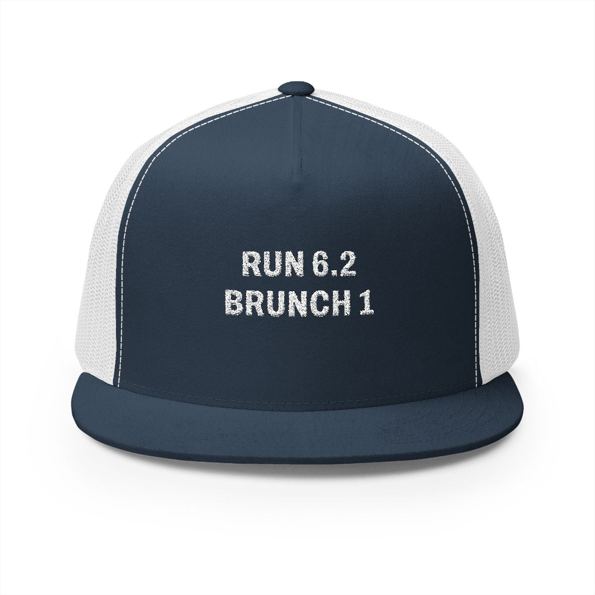 Run 6.2, Brunch 1 Trucker Cap in Navy/White, front view