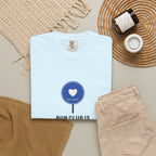 Run Club Is My Dating App Tee in Chambray, fabric and print detail
