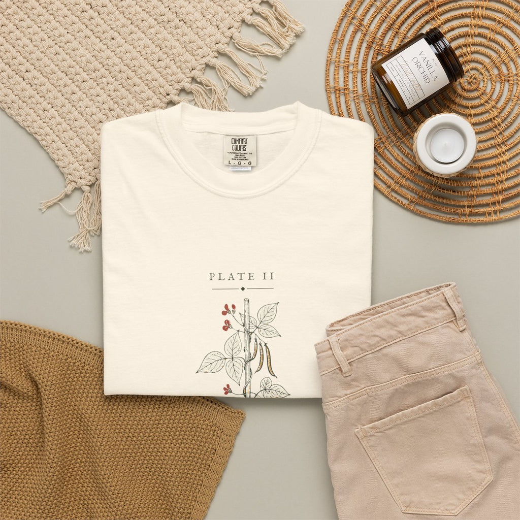 Runner Bean Plate Tee in Ivory, fabric and print detail