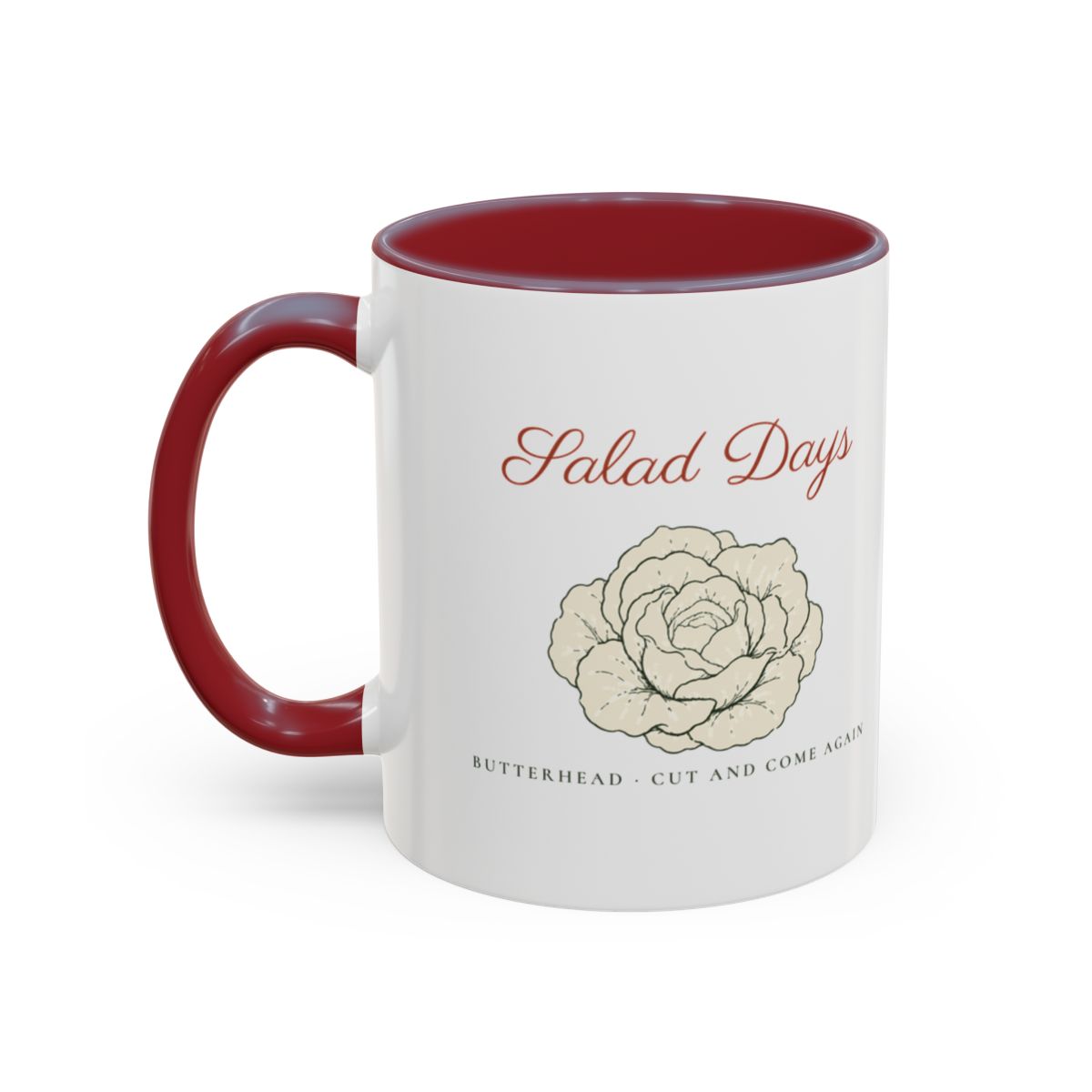 Salad Days Mug in Maroon, left side