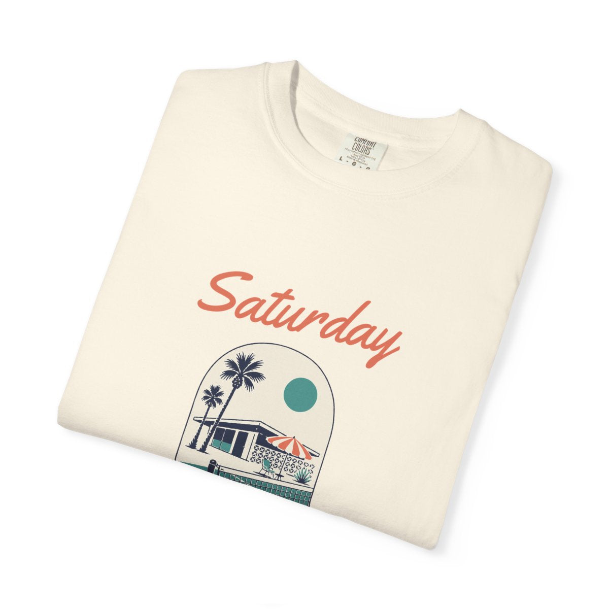 Saturday Open Play Tee in Ivory, folded