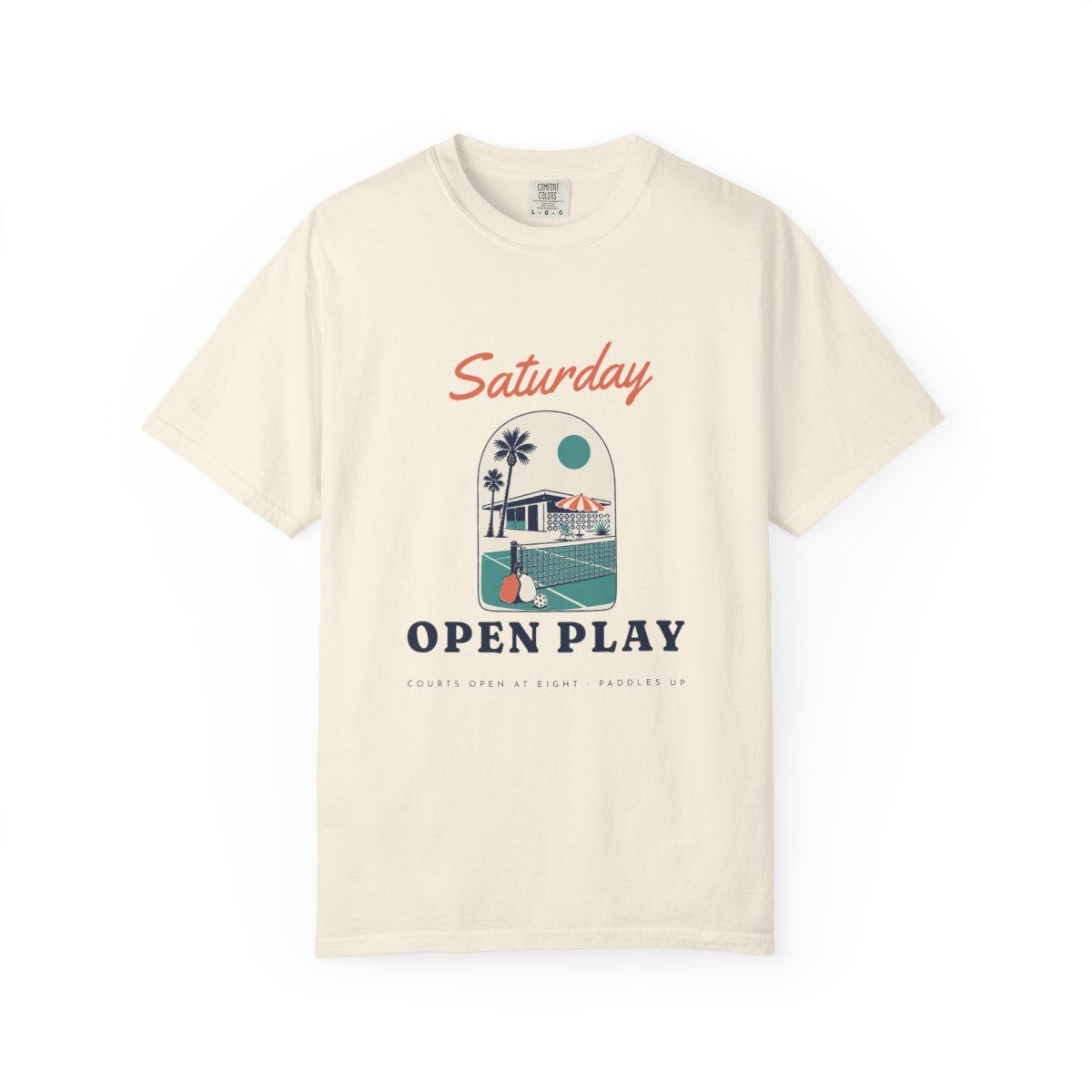 Saturday Open Play Tee in Ivory, front view