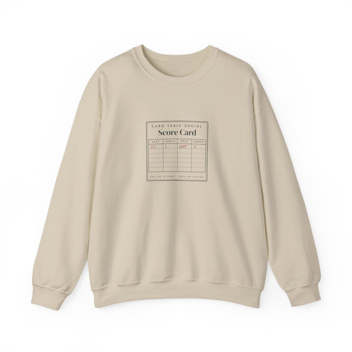 Score Card Crewneck in Sand, front view