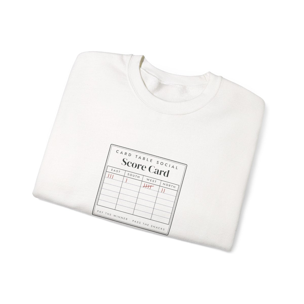 Score Card Crewneck in White, folded