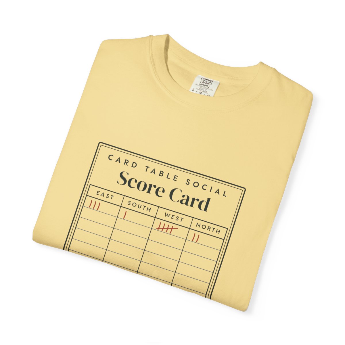 Score Card Tee in Butter, folded