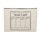 Score Card Zip Pouch in Black zipper, front view